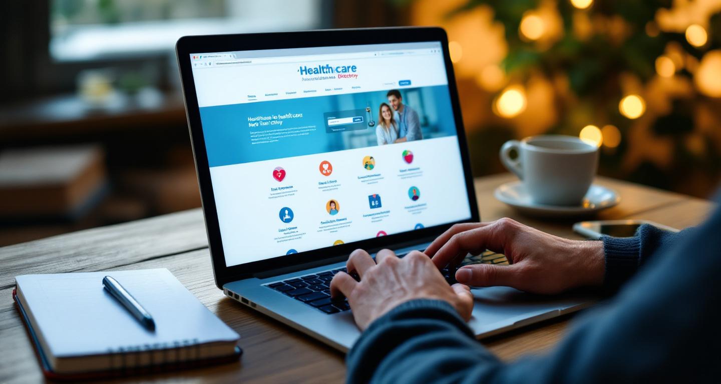 Person reviewing healthcare options on laptop in a warm home setting