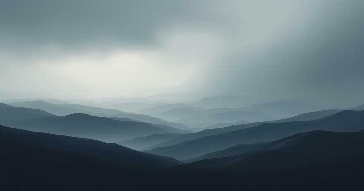 Abstract landscape of distant storm clouds gathering on one side of a calm horizon at dawn, an early-warning metaphor